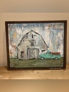 Rustic Barn Wall Art with Teal Vintage Truck